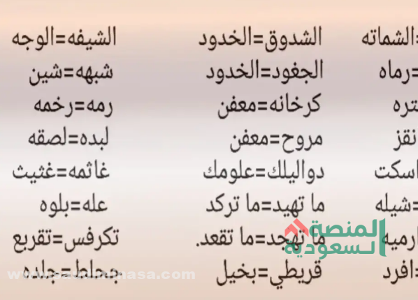 كلمات سعودية عامية